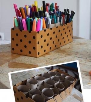 Kreatív megoldás a színes tollak és ceruzák tárolására
